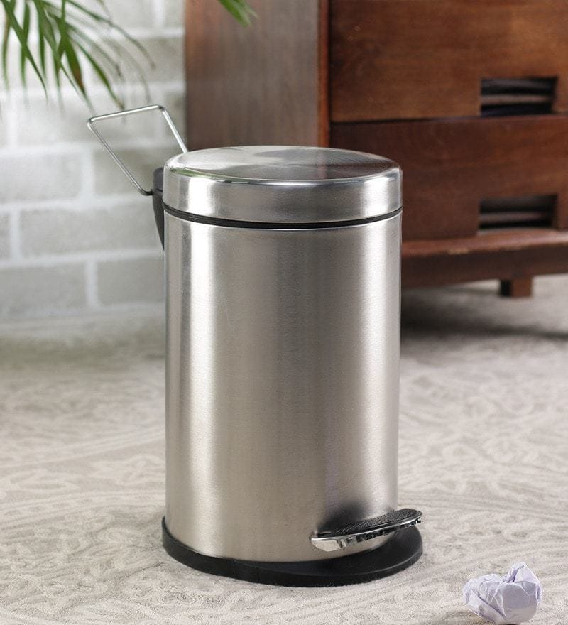 Steel One 5 L Stainless Steel Pedal Dustbin With Inner Plastic Bucket Rs.399 - Pepperfrt