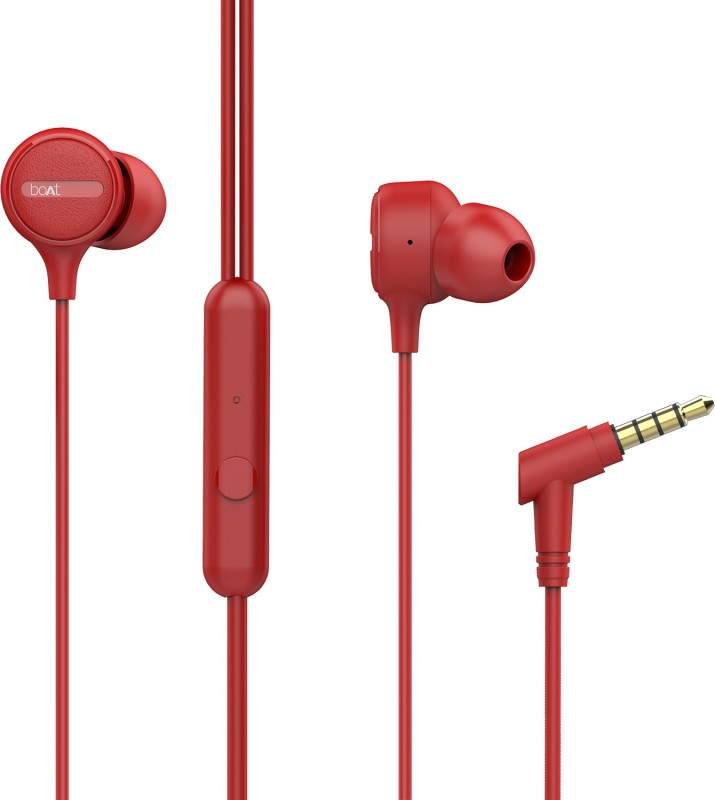 boAt Bassheads 103 Red Wired Headset  (Red, Wired in the ear)