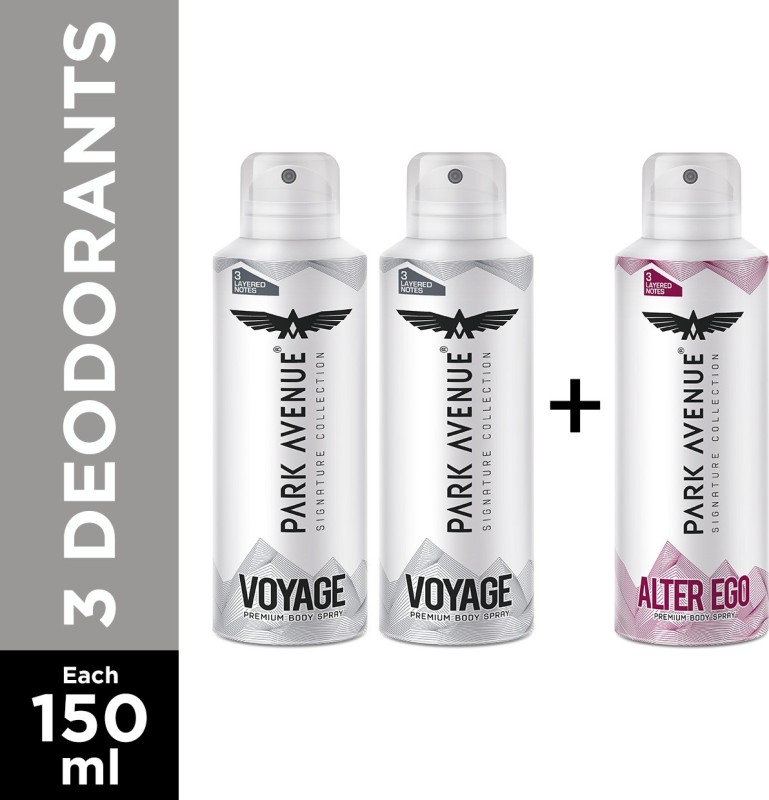Park Avenue Signature - Voyage, Alter Ego Deodorant Spray - For Men  (450 ml, Pack of 3)