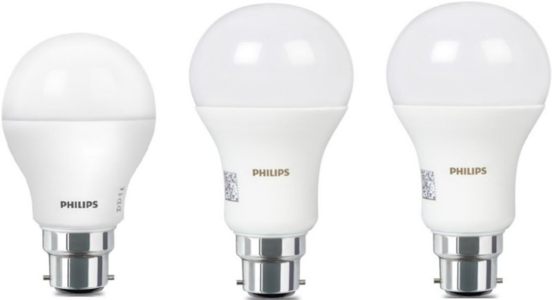 Philips 16 W, 9 W Standard B22 LED Bulb  (White, Pack of 3) Rs.399 - Flipkart