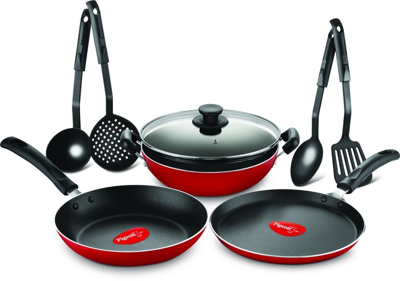 Pigeon Mio Cookware Set  (Aluminium, 8 - Piece) Rs.1279 - Flipkart