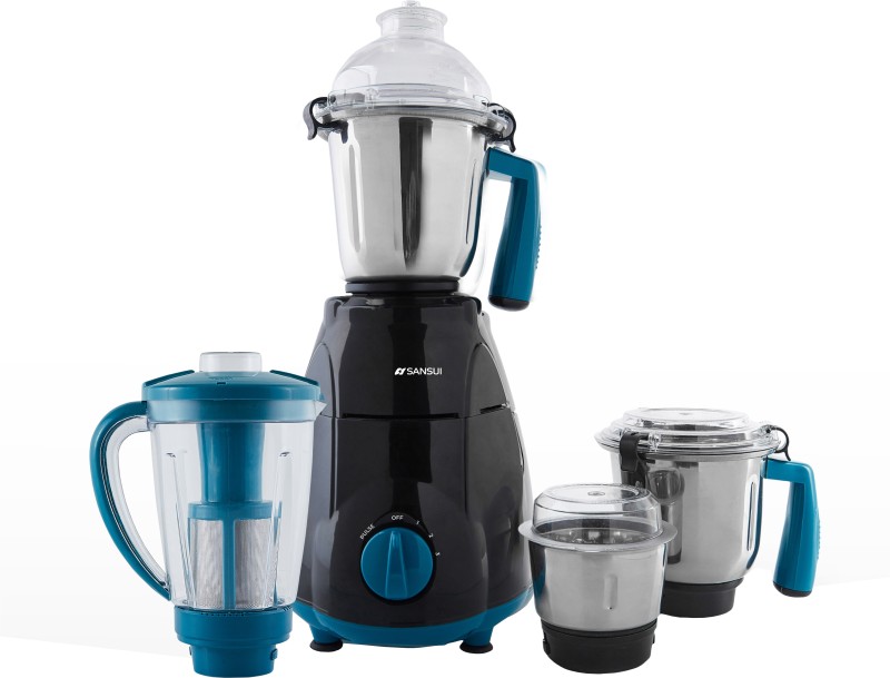 Sansui ProHome SMG03 750 W Juicer Mixer Grinder  (Blue, Black, 4 Jars)