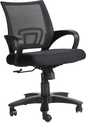 VJ Interior Fabric Office Arm Chair  (Black)