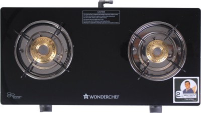 Wonderchef Ruby Black 2 Burner Glass Glass Manual Gas Stove  (2 Burners)