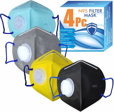 VeBNoR 4 PIECE COMBO OF N95 mask reusable N95 mask washable Respirator Pollution Breathable KN95