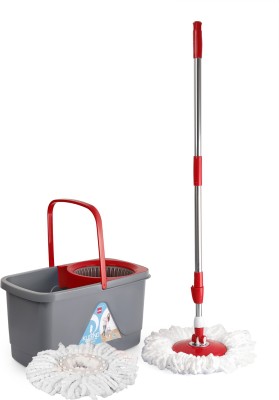Cello Kleeno Total Clean 360 Degree Bucket Spin Mop with 1 Extra Micro Fiber Refill Mop