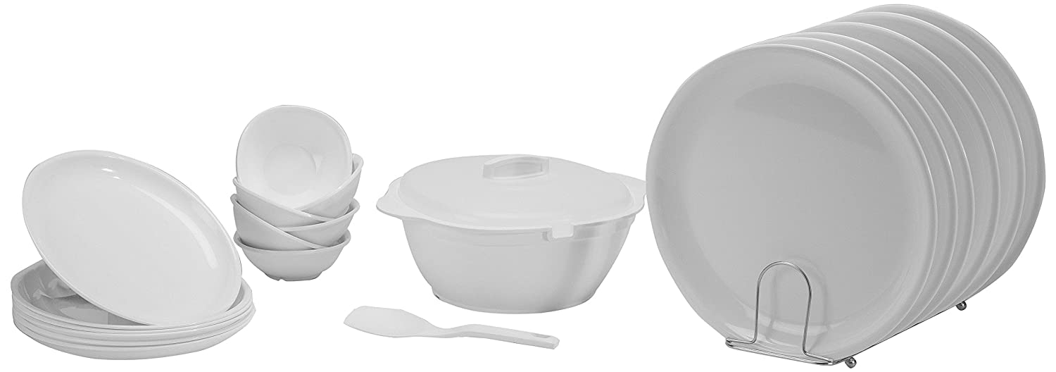 Signoraware Round Dinner Set, 21-Pieces, White