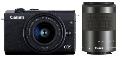 Canon EOS M200 Mirrorless Camera Body with Dual Lens 15-45 and 55-200 mm  (Black)