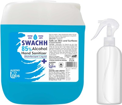 Austro Labs SWACHH HAND SANITIZER SPRAY LIQUID - REFILL PACK 5 LITER WITH EMPTY HAND SANITIZER SPRAY BOTTLE Sanitizer Spray Can  (2 x 2500 ml)