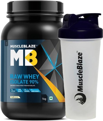 MuscleBlaze Raw Whey Isolate with Shaker Whey Protein  (1 kg, Unflavoured)