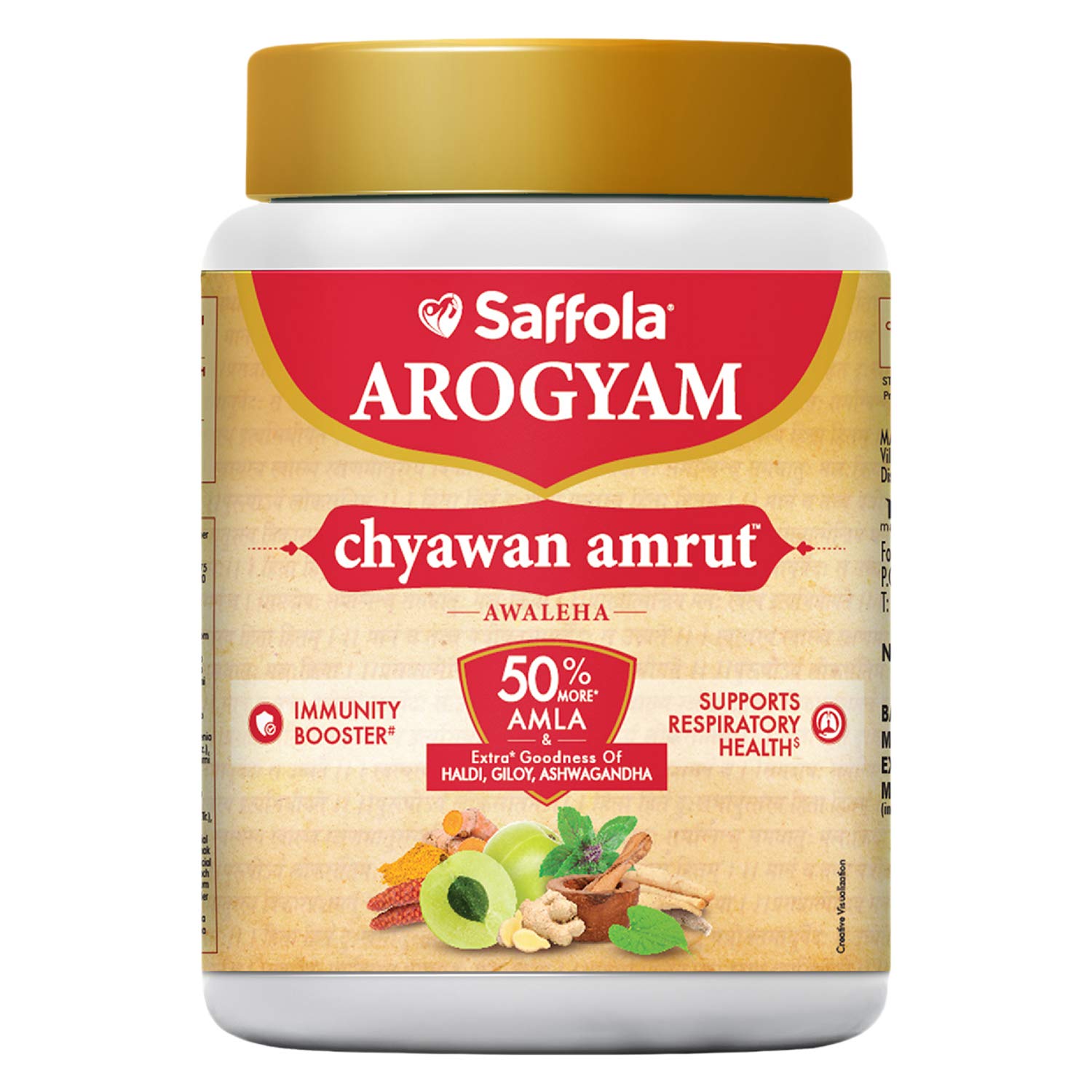 Saffola Arogyam Chyawanamrut includes Chyawanprash, haldi & Ayushkwath Kadha ingredients - 500gm