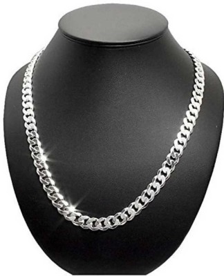 Mens Sterling Silver Thick Chain 20 Inches Sterling Silver Plated Stainless Steel Chain