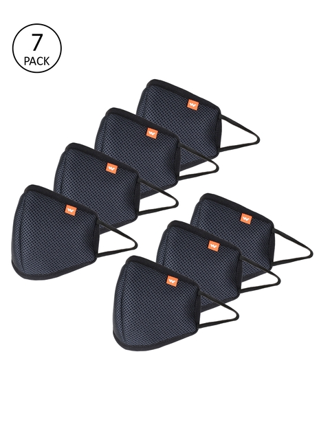 Wildcraft Pack of 7 Black Adults HypaShield Reusable 3-Layer Anti-Pollution Outdoor Masks