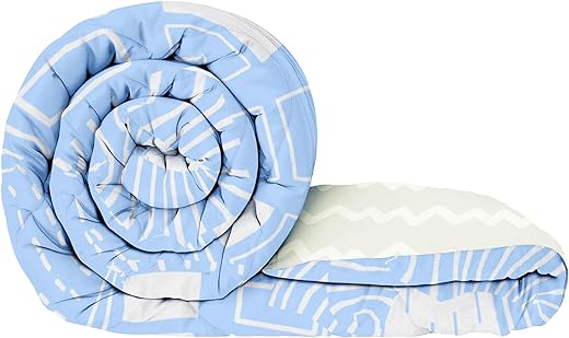 Story@Home Blanket Double Bed/Comforter/Duvet, 1 Fusion Reversible Double Comforter |180 GSM|White &amp; Sky Blue|220 cm X 250 cm