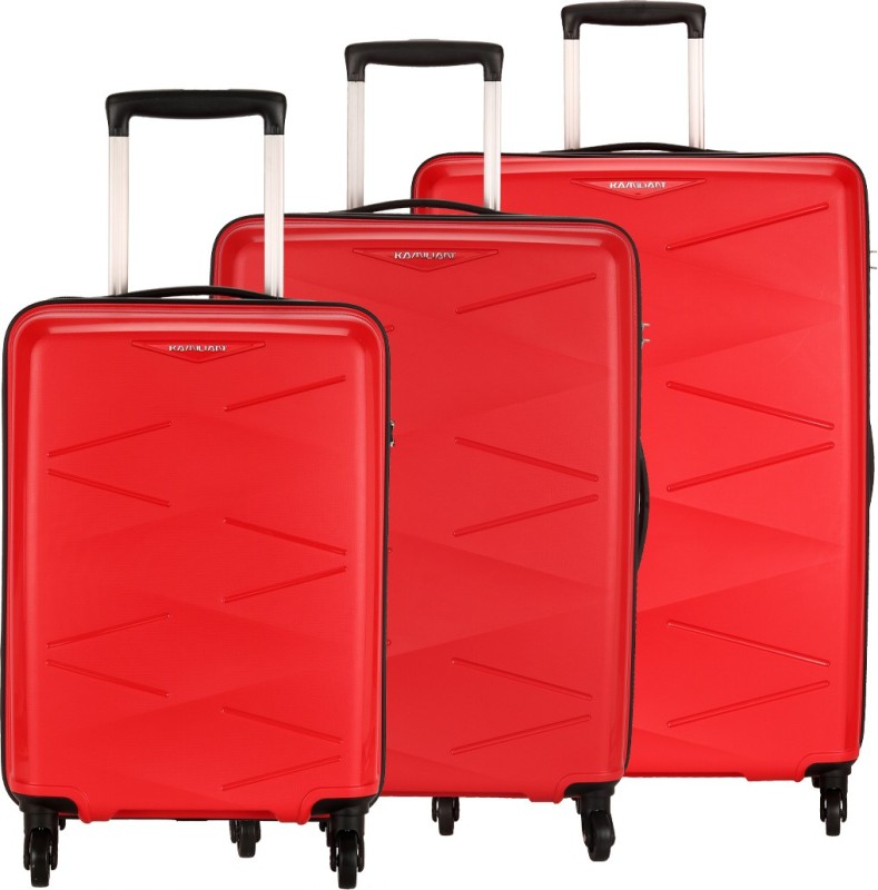 American Tourister Hard Body Set of 3 Luggage 4 Wheels - TRIPRISM SPINNER 3PC SET RED - Red