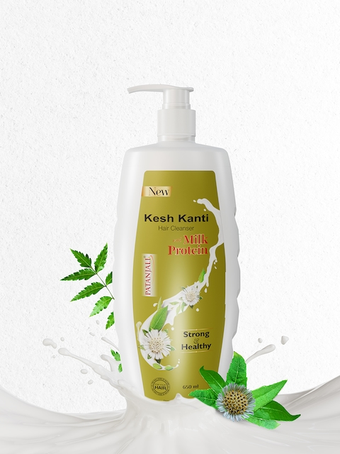 Patanjali Kesh Kanti Milk Protein Hair Cleanser for Silky &amp; Shiny Hair - 650ml