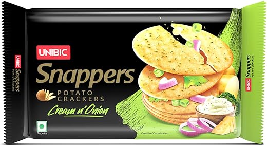 UNIBIC FOODS Snappers Potato Crackers - Cream &amp; Onion - 300 gms