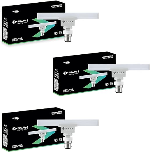 Bajaj 830427 B22 Ivora Plus Linear Cool Day LED Light (Pack of 3, White, 10W)