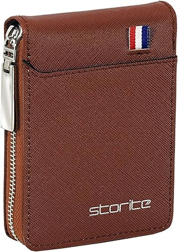 Storite PU Leather 9 Slot Vertical Credit Debit Card Holder Men Women - Lightbrown