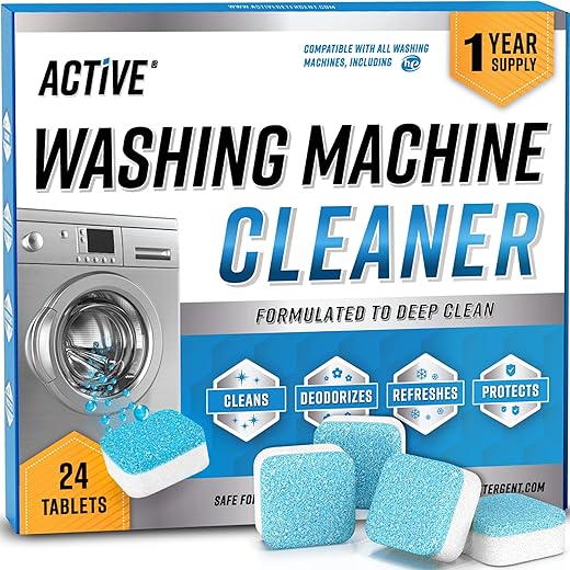 ACTIVE Washing Machine Cleaner Descaler 24 Pack - Deep Cleaning Tablets For HE Front Loader &amp; Top Load Washer