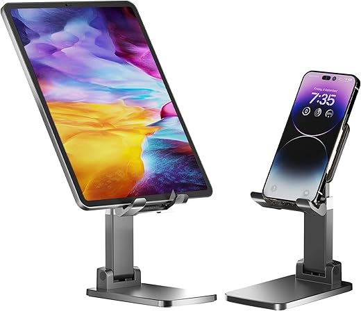 Ambrane Tablet &amp; Mobile Holder for All Smartphones, Tabs Holding Tabletop Stand