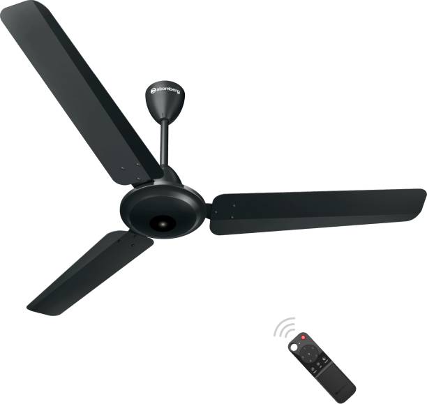 Atomberg Ameza 5 Star 1200 mm BLDC Motor with Remote 3 Blade Ceiling Fan  (Gloss Black, Pack of 1)