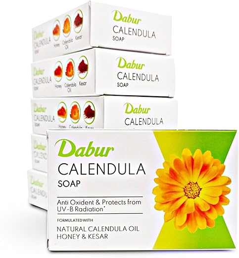 Dabur Calendula Soap - 450g (Pack of 6, 75g each) 