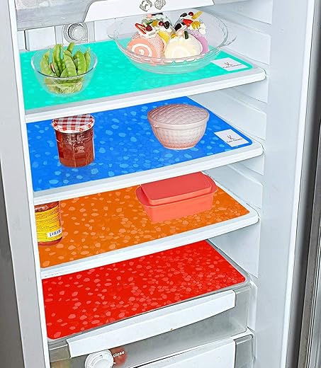 Kuber Industries Multipurpose Refrigerator Drawer Mat Size-48 cm x 33, Pack of 4 (Multicolor)-CTKTC032420
