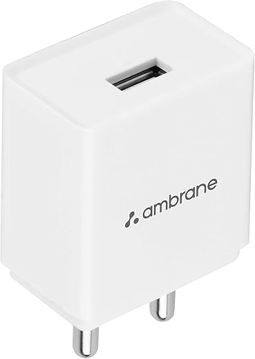 Ambrane 10.5W USB Mobile Charger Adapter (Raap S1, White)