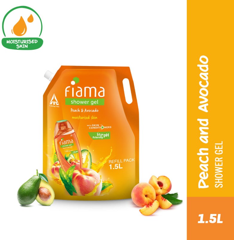 FIAMA Body Wash Shower Gel Peach &amp; Avocado Value Pouch, For Moisturized Skin  (1.5 L)