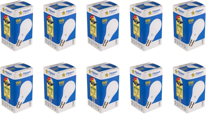 Flipkart SmartBuy 9 W Round B22 LED Bulb  (White, Pack of 10)