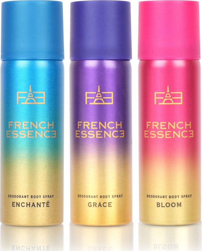FRENCH ESSENCE Combi Pack of Enchante, Bloom and Grace (50ml Each) Deodorant Spray - For Women  (150 ml, Pack of 3