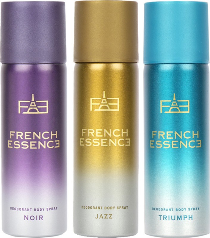 FRENCH ESSENCE Combi Pack of Jazz,Noir &amp; Triumph 50 Ml Each Deodorant Spray - For Men  (150 ml, Pack of 3)