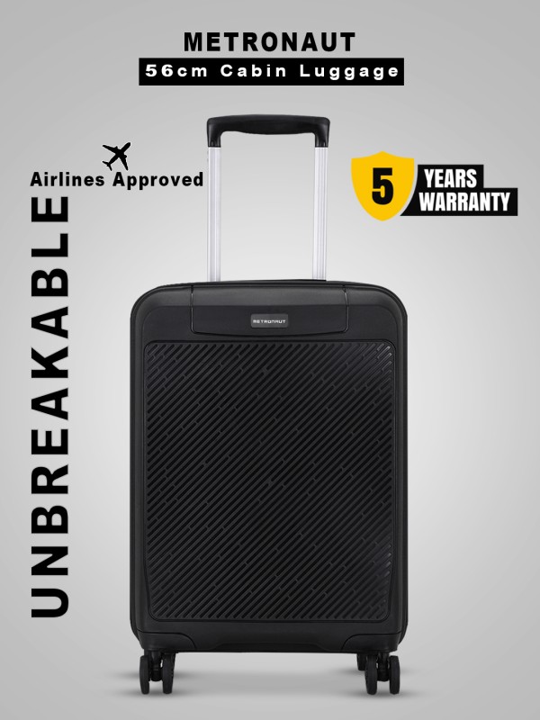 METRONAUT Small Cabin Suitcase (56 cm) 4 Wheels - Hero 20 Inch Black Premium PP