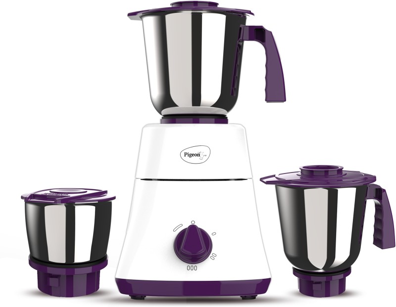 Pigeon 16086 Favourite 3 Jar 500 Watts Mixer 500 W (3 Jars, White, Purple)