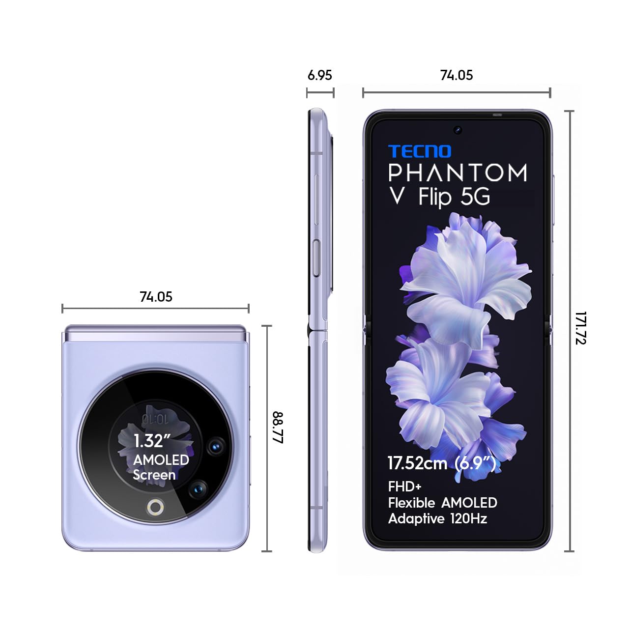 TECNO Phantom V Flip 5G (Mystic Dawn 8GB RAM, 256GB Storage)