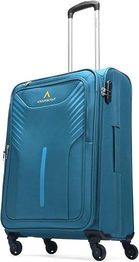 Aristocrat Skyway Medium Size Soft Check in Luggage (69 cm) | Spacious Polyester Trolley with 4 Wheels