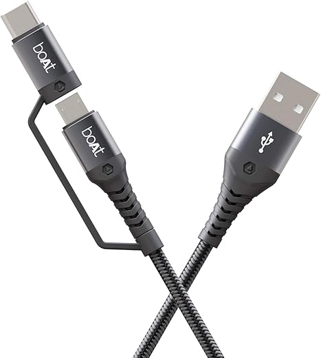 boAt Deuce USB 300 2 in 1 Type-C &amp; Micro USB Stress Resistant