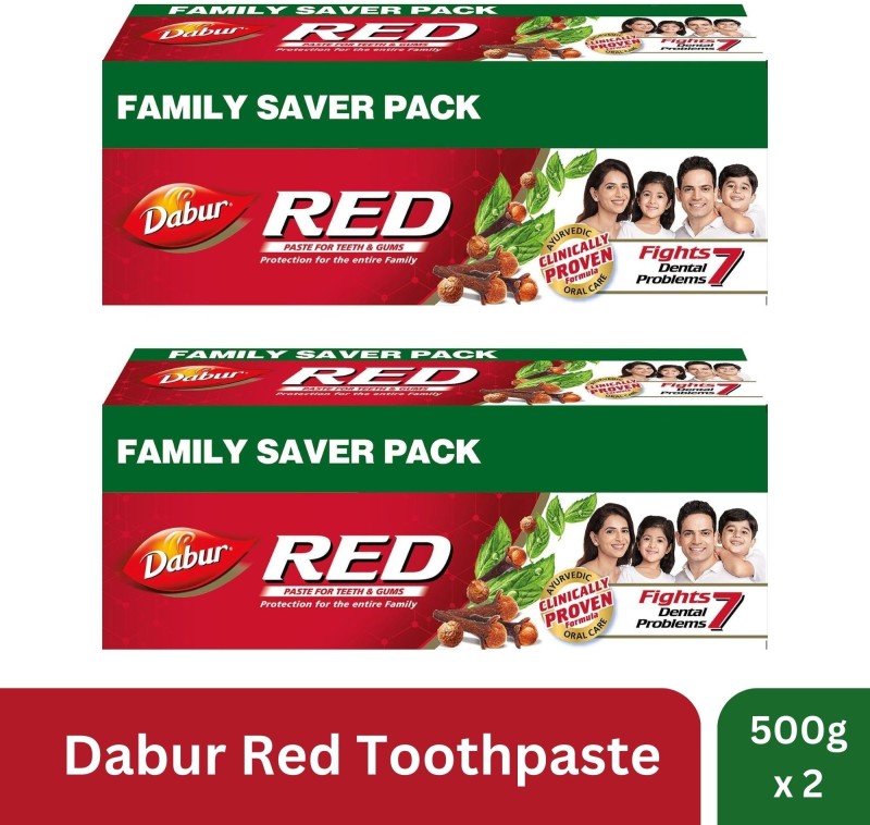 Dabur Red Ayurvedic Paste (Combo Pack 1+1, 500g each) Toothpaste  (1000 g, Pack of 2)