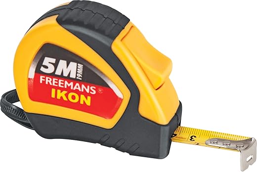 FREEMANS IKON 5m:19mm Steel Inchi Measuring Tape - 5m (Yellow &amp; Black) With Unbreakable ABS case 