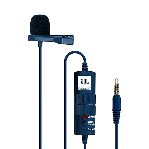 Jbl Commercial Cslm20B Blue Edition Battery Powered Lavalier Microphone For Content Creation, Vlogging, Voiceover/Dubbing &amp; Recording - Auxiliary