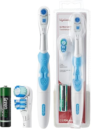 Lifelong Ultra Battery Powered Toothbrush for Adults with Free Clove Dental Care Plan (LLDC45, Blue)