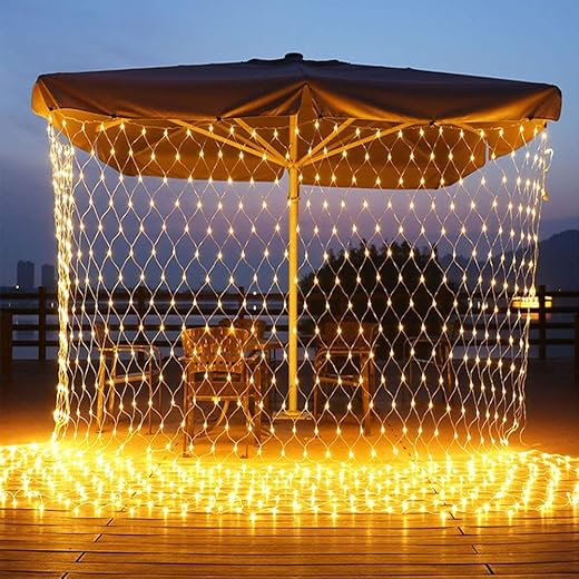 MIRADH Led Net Mesh String Lights 5ft x 5ft 120 LEDs (8 mode Warm-White)