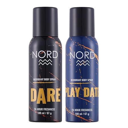 NORD Deodorant Body Spray For Men - Dare and Play Date 100 ml each (Pack of 2)