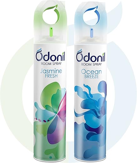 Odonil Room Air Freshener Spray - 440ml Combo (Pack of 2, 220ml each) | Jasmine Fresh &amp; Ocean Breeze