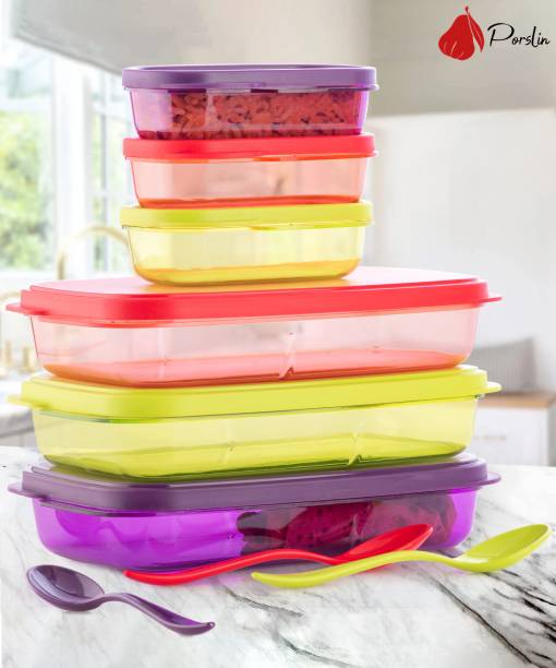Porslin New Mini Insulated Tiffin with 2 , 280 ml Each, Cyan 6 Containers Lunch Box  (1200 ml)