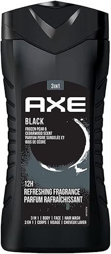 Axe Black 3 In 1 Body, Face &amp; Hair Wash For Men, Long-Lasting Refreshing Frozen Pear &amp; Cedarwood Fragrance