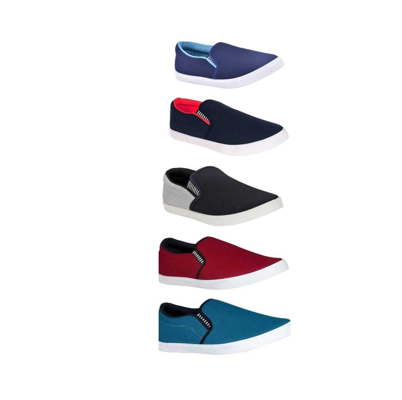 BRUTON Sneakers Loafers PVC Sole Casual Slip-On for Men's &amp; Boy's (Multicolor, Pack of 5)
