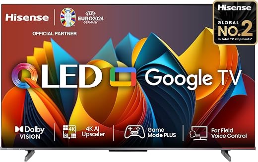 Hisense 108 cm (43 inches) E68N Series 4K Ultra HD Smart Google QLED TV (Grey)
