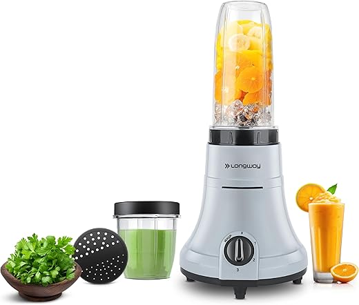 Longway Sage 500 Watt Juicer Mixer Grinder with 2 Jars for Grinding, Mixing, Juicing